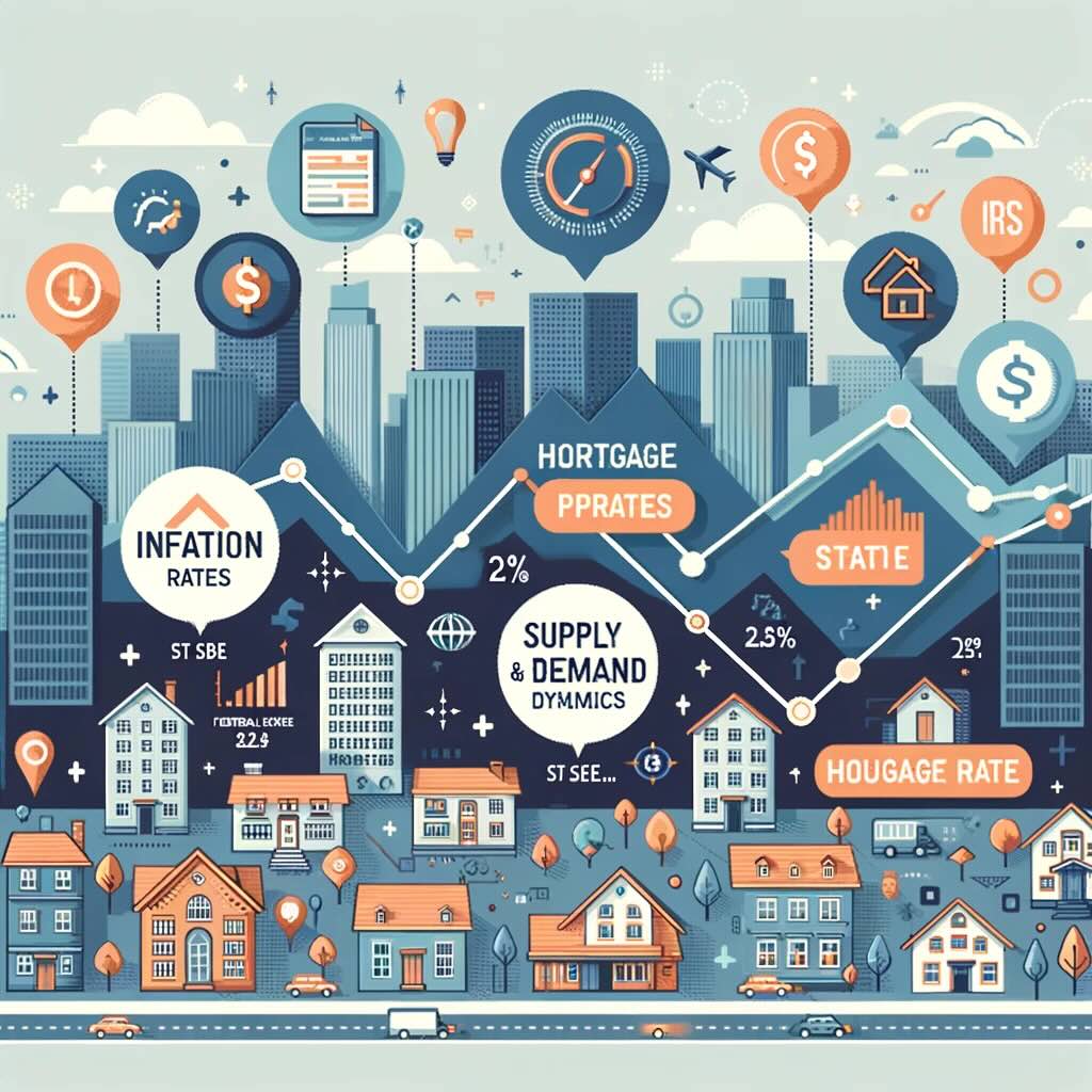 An-infographic-depicting-various-factors-influencing-home-prices-and-mortgage-rates-including-economic-indicators-supply-and-demand-dynamics-and-go